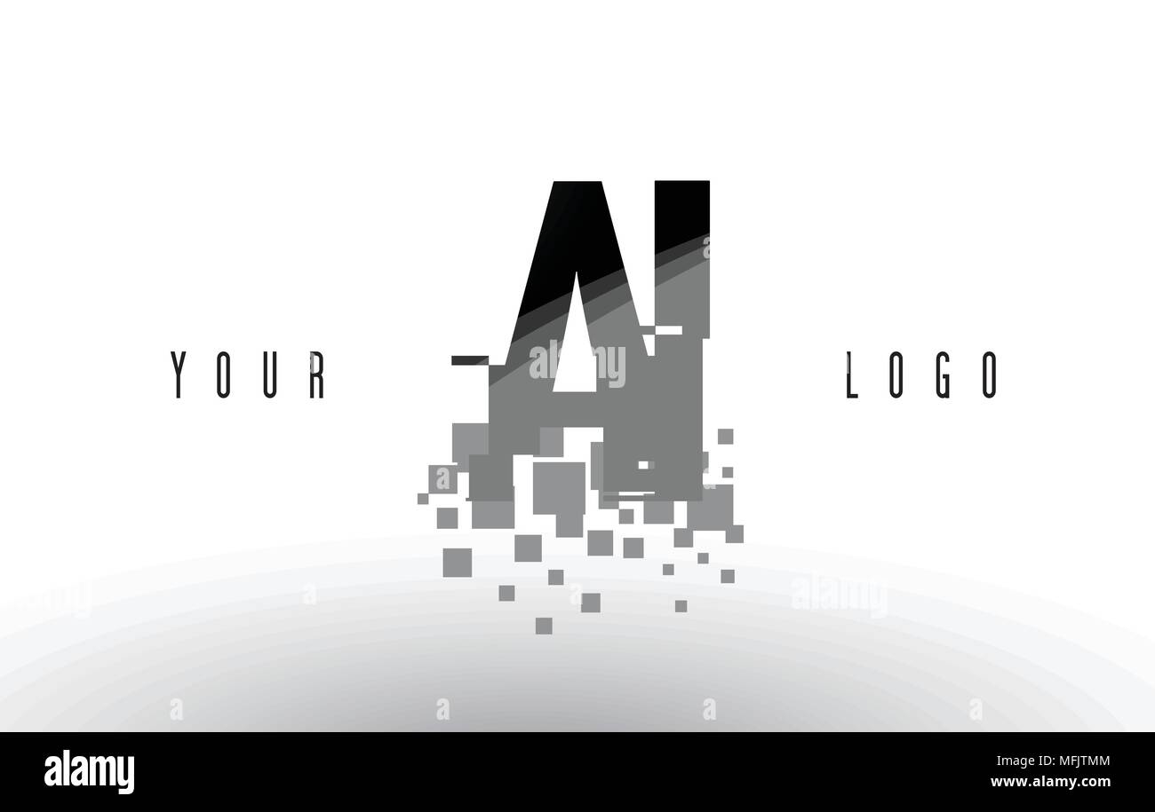 AI A I Pixel Letter Logo with Digital Shattered Black Squares. Creative ...