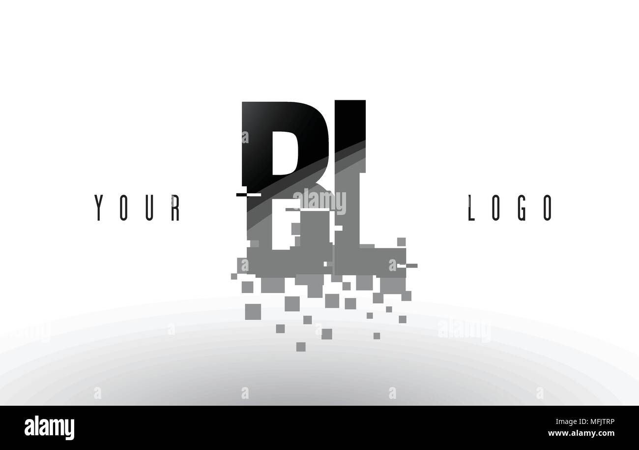 BL B L Pixel Letter Logo with Digital Shattered Black Squares. Creative ...