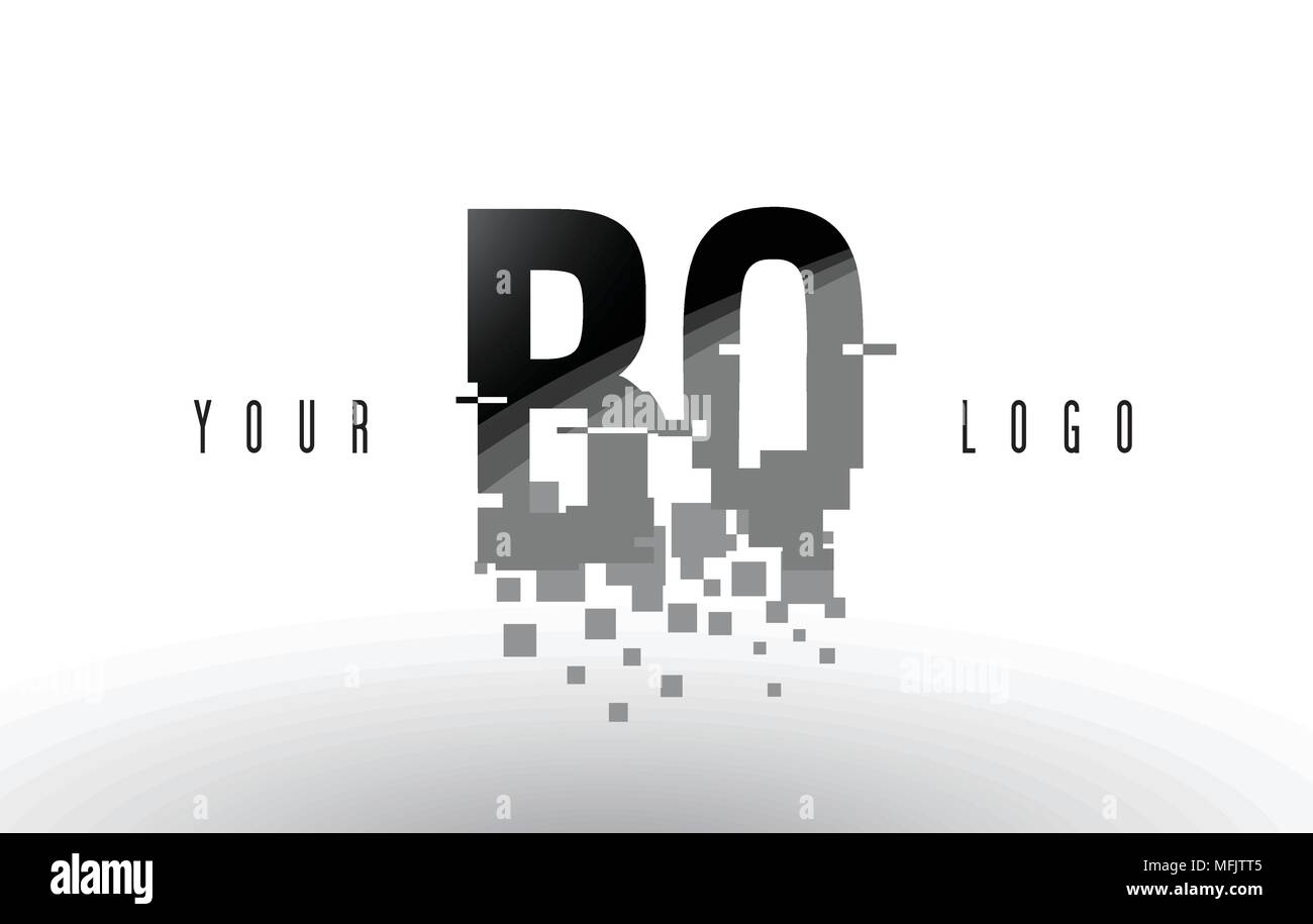 BQ B Q Pixel Letter Logo with Digital Shattered Black Squares. Creative ...