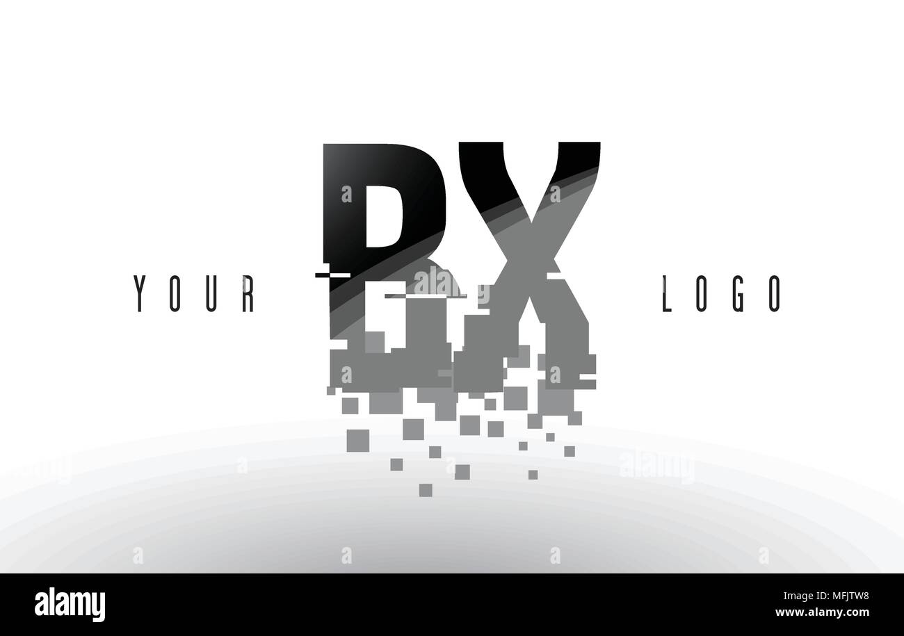 BX B X Pixel Letter Logo with Digital Shattered Black Squares. Creative ...