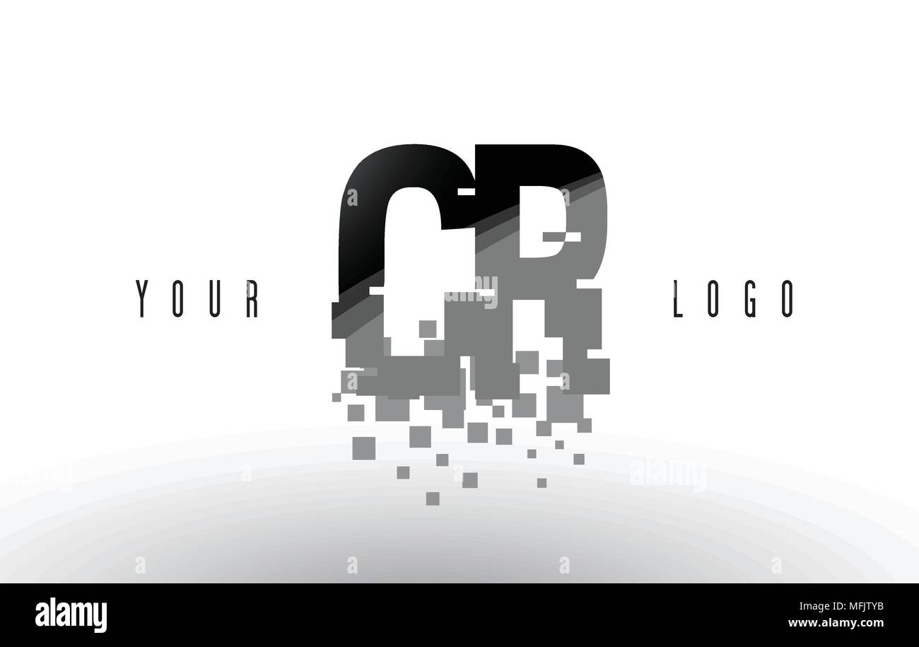 CR C R Pixel Letter Logo with Digital Shattered Black Squares. Creative ...