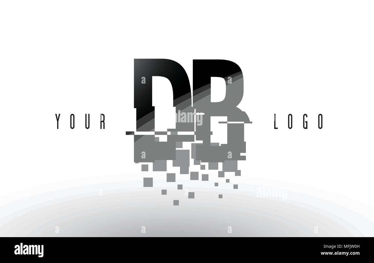 DB D B Pixel Letter Logo with Digital Shattered Black Squares. Creative ...