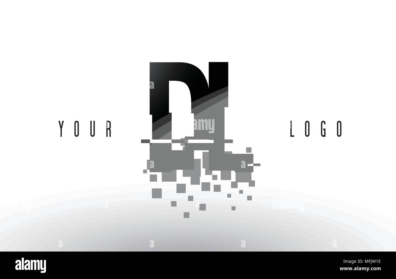 DL D L Pixel Letter Logo with Digital Shattered Black Squares. Creative ...