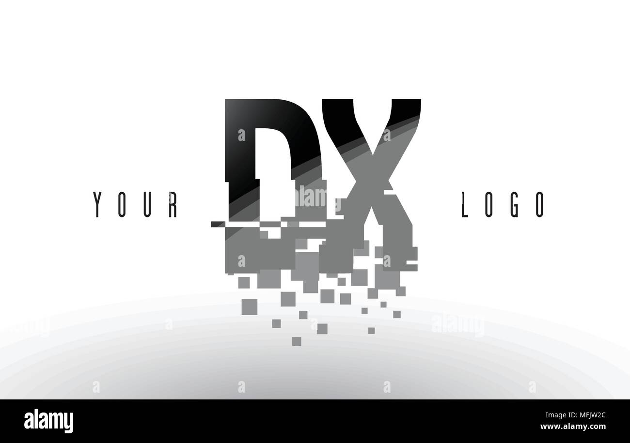 DX D X Pixel Letter Logo with Digital Shattered Black Squares. Creative ...