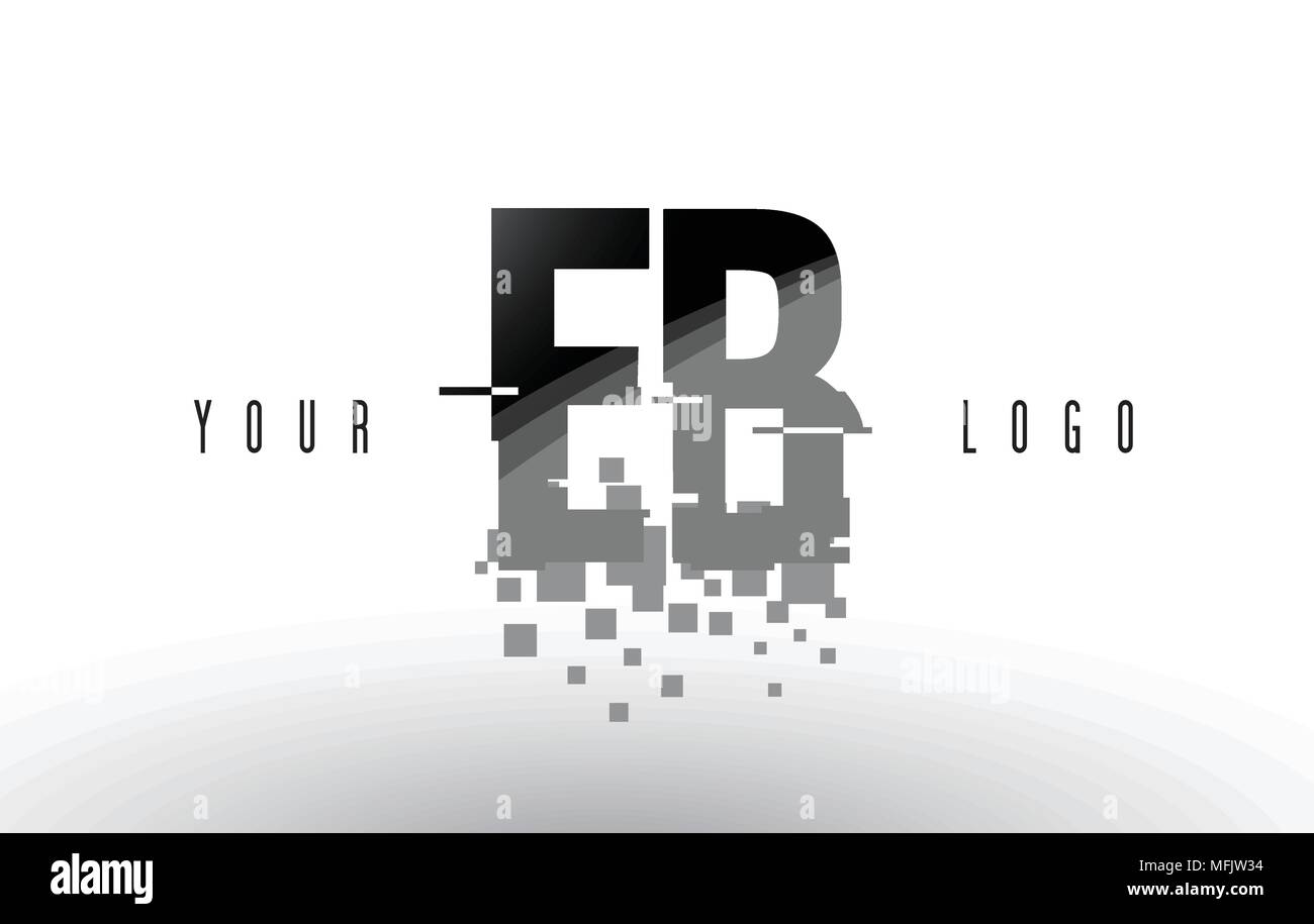 EB E B Pixel Letter Logo with Digital Shattered Black Squares. Creative ...