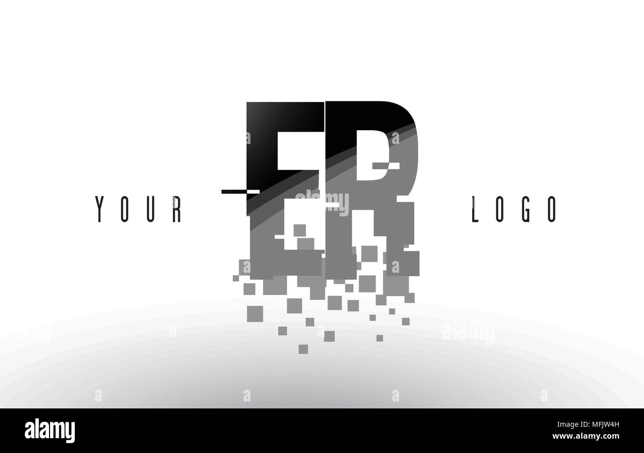 ER E R Pixel Letter Logo with Digital Shattered Black Squares. Creative ...