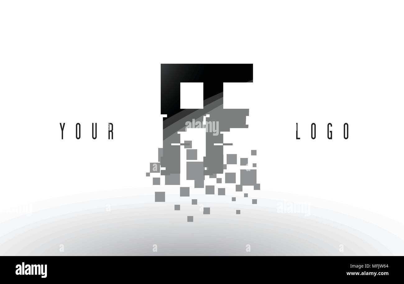 FF F F Pixel Letter Logo with Digital Shattered Black Squares. Creative ...