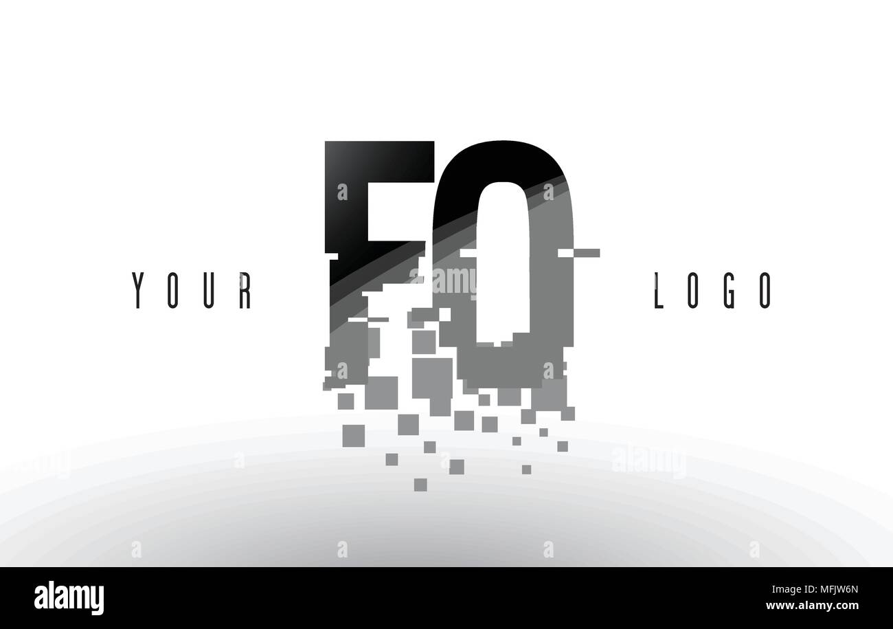 FO F O Pixel Letter Logo with Digital Shattered Black Squares. Creative ...