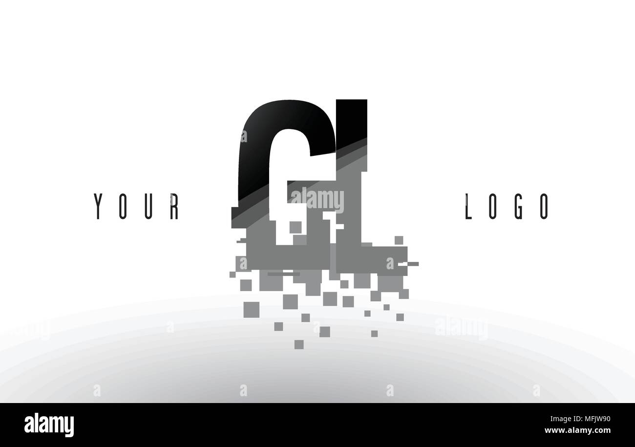 GL G L Pixel Letter Logo with Digital Shattered Black Squares. Creative ...