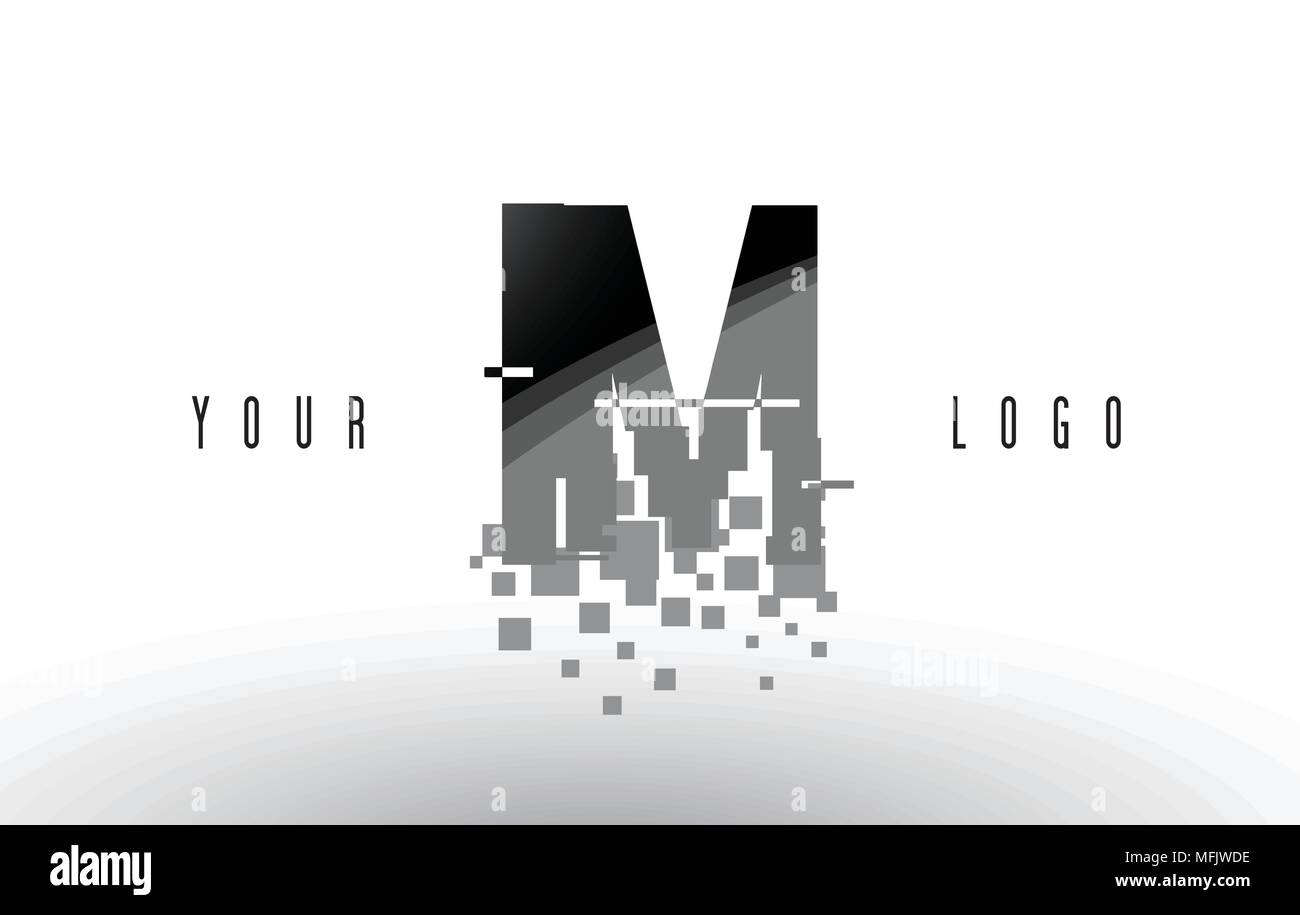 IM I M Pixel Letter Logo with Digital Shattered Black Squares. Creative ...