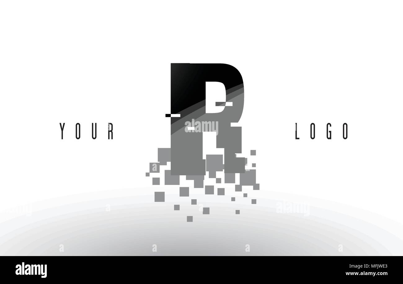 IR I R Pixel Letter Logo with Digital Shattered Black Squares. Creative ...