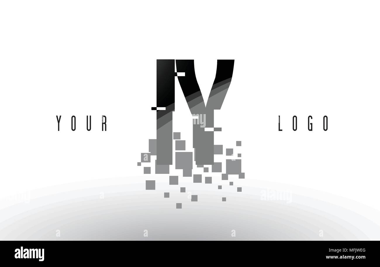 IY I Y Pixel Letter Logo with Digital Shattered Black Squares. Creative ...