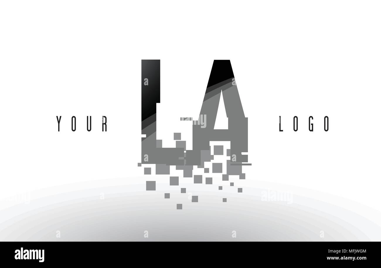 LA L A Pixel Letter Logo with Digital Shattered Black Squares. Creative ...