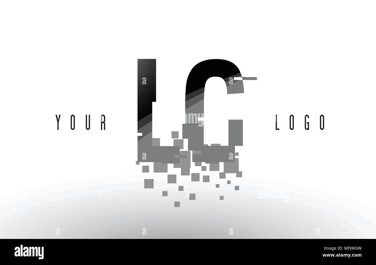 LC L C Pixel Letter Logo with Digital Shattered Black Squares. Creative ...