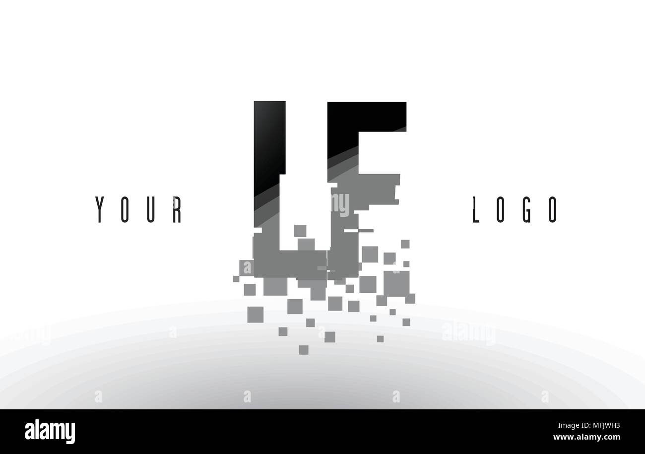 LF L F Pixel Letter Logo with Digital Shattered Black Squares. Creative ...
