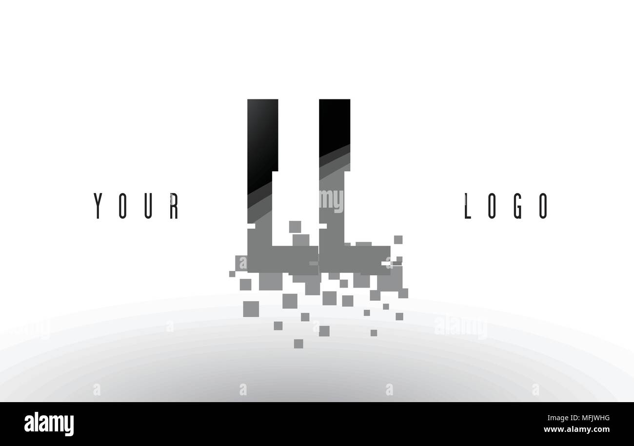 LL L Pixel Letter Logo with Digital Shattered Black Squares. Creative ...