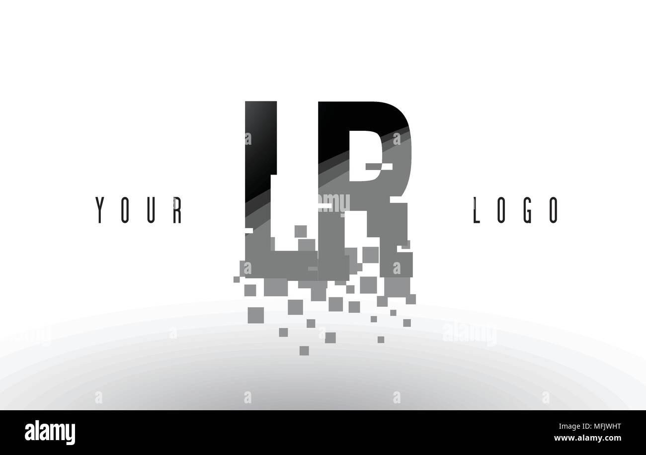 LR L R Pixel Letter Logo with Digital Shattered Black Squares. Creative ...