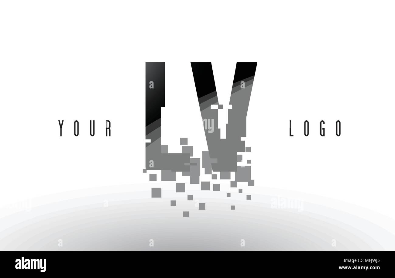 VL V L Pixel Letter Logo with Digital Shattered Black Squares, Stock  vector