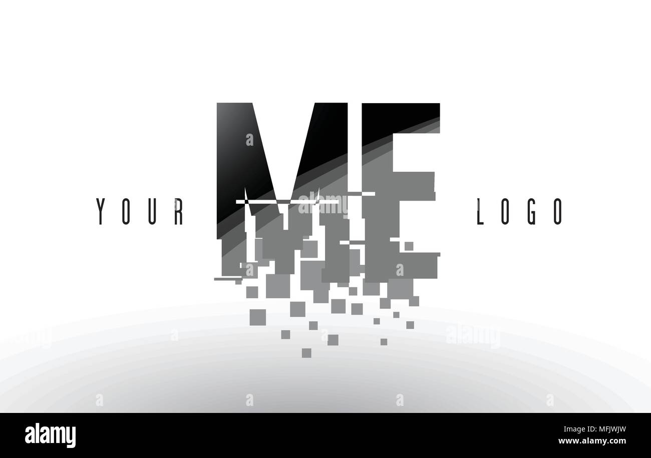 ME M E Pixel Letter Logo with Digital Shattered Black Squares. Creative ...