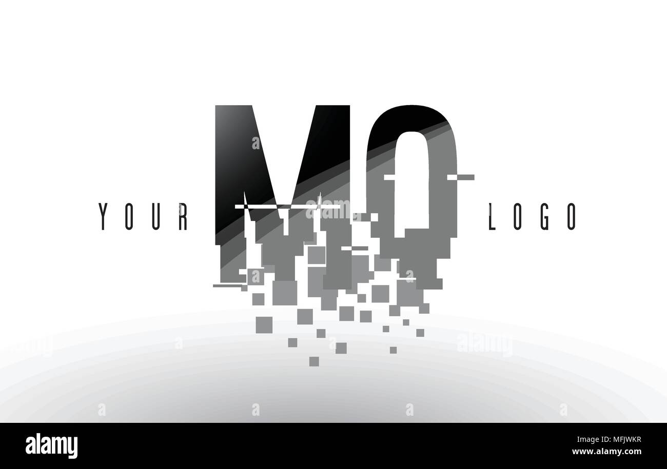 MQ M Q Pixel Letter Logo with Digital Shattered Black Squares. Creative ...