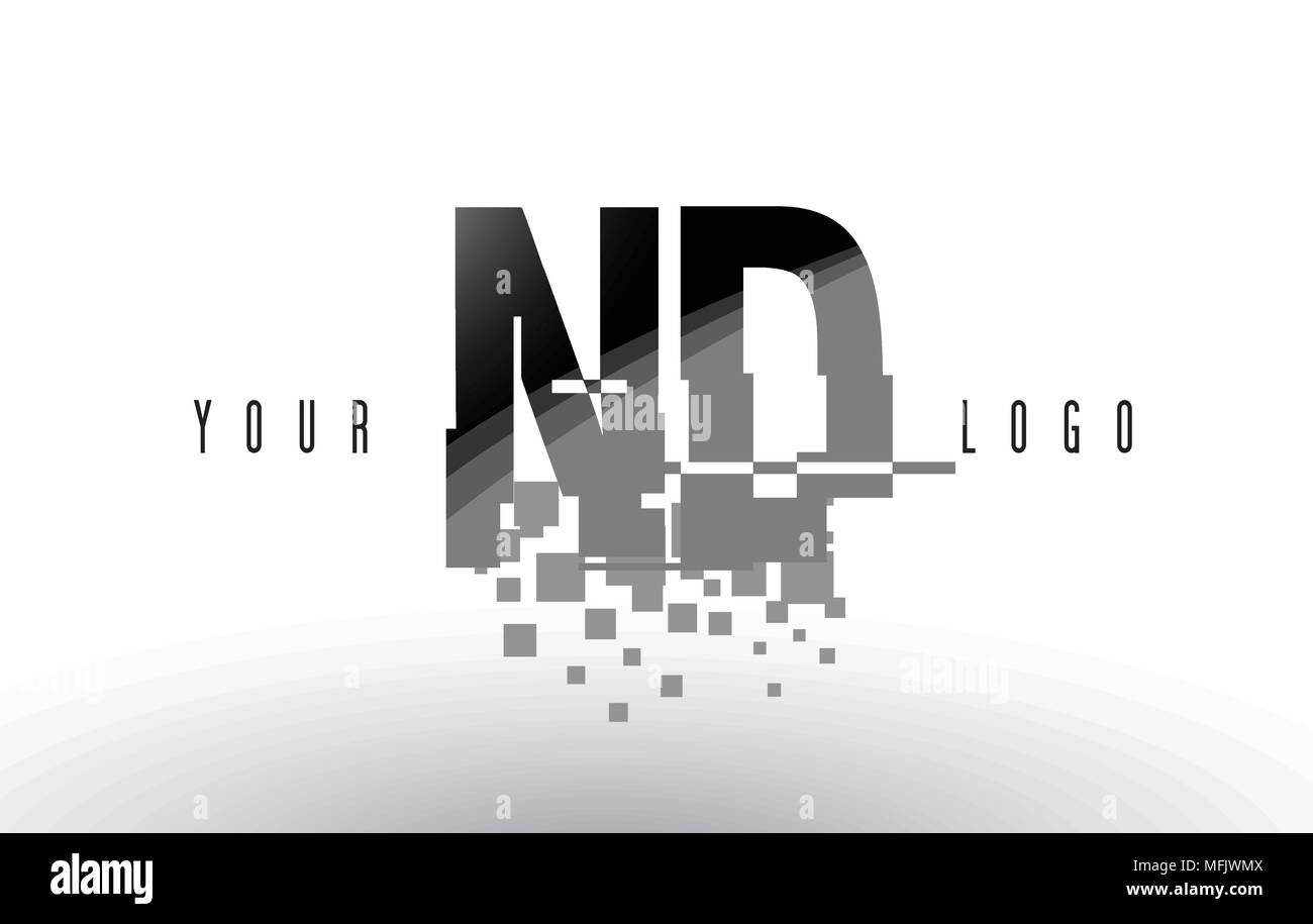 ND N D Pixel Letter Logo with Digital Shattered Black Squares. Creative ...