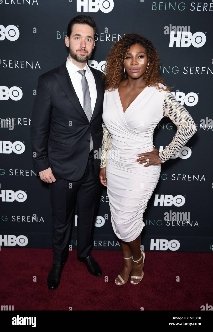 New York, NY, USA. 25th Apr, 2018. Alexis Ohanian, Serena Williams at