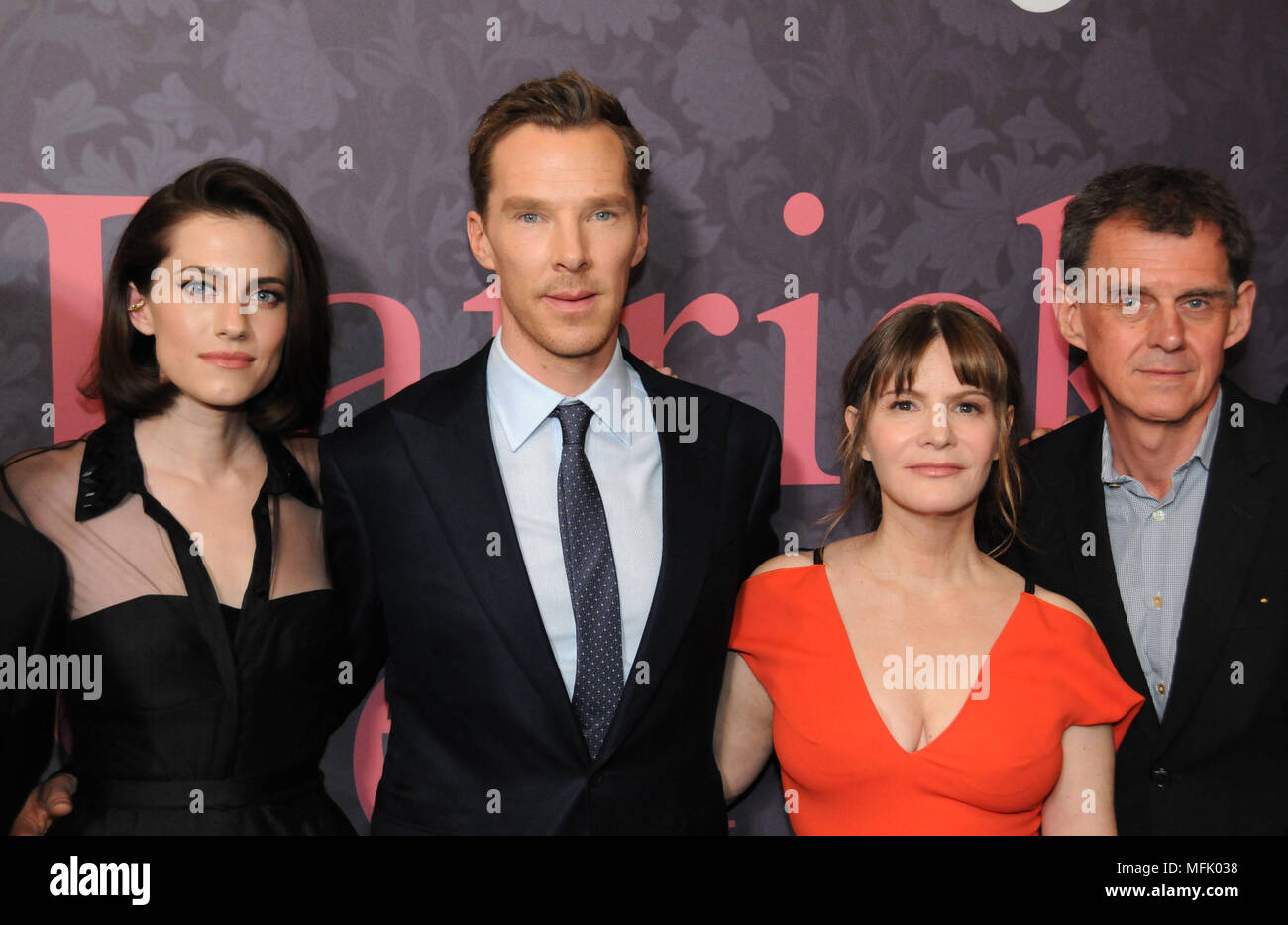 LOS ANGELES, CA - APRIL 25:  (L-R) Actress Allison Williams, actor Benedict Cumberbatch, actress Jennifer Jason Leigh and executive producer Michael Jackson attend the Premiere of Showtime's 'Patrick Melrose' at the Linwood Dunn Theater on April 25, 2018 in Los Angeles, California. Photo by Barry King/Alamy Live News Stock Photo