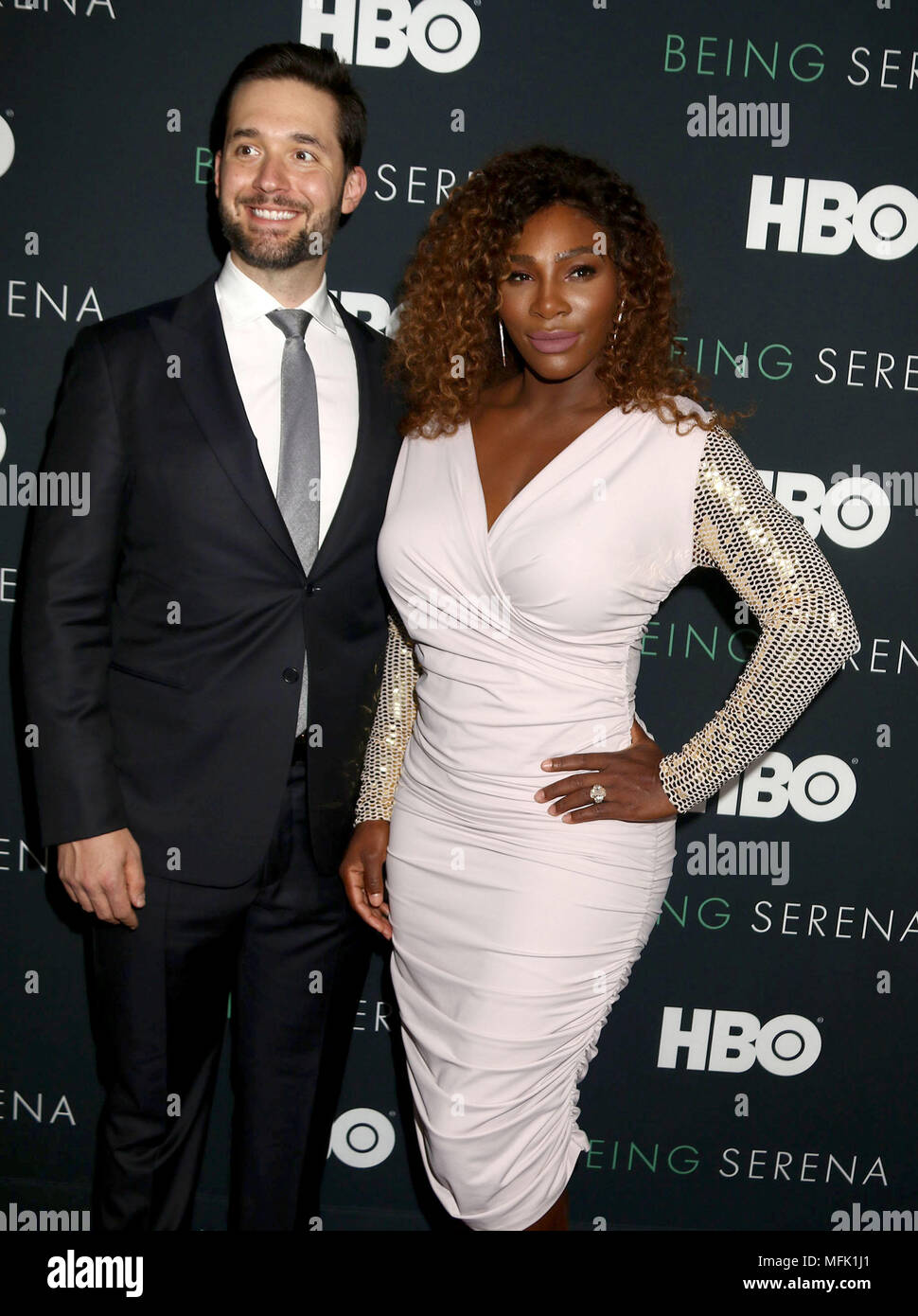 New York City New York Usa 25th Apr 2018 Tennis Player Serena Williams And Her Husband Alexis Ohanian Attend The New York Premiere Of Being Serena Held At The Time Warner Center