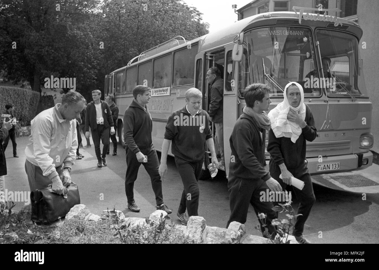 1960s European soccer travel conditions train bus