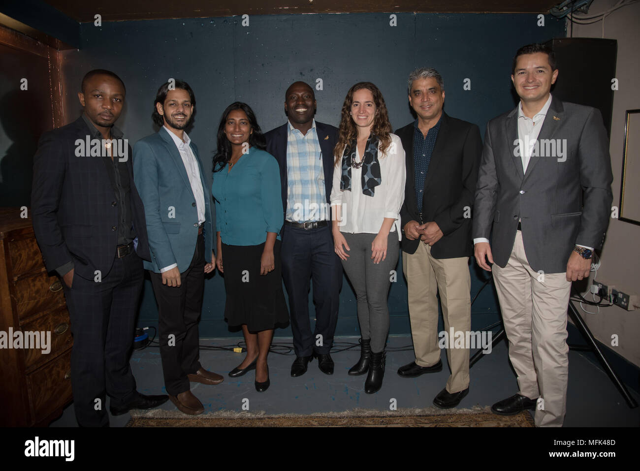 London, UK. 26th Apr, 2018. Olivier Nsengimana from Rwanda,Shahriar Caesar Rahman from Bangladesh, Anjali Chandraraj Watson from Sri Lanka, Dominique Bikaba from Democratic Republic of the Congo,Kerstin Forsberg from Peru,Munir Virani from Kenya and Pablo Borboroglu from Argentina the Seven inspirational conservationists for their outstanding efforts to protect some of the world's most endangered animals and their habitat from Pooches, trophy hunting, medicine and food consumption. Credit: See Li/Alamy Live News Stock Photo