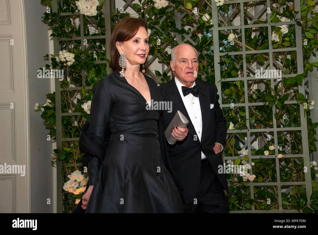 Henry Kravis and Mrs. Marie-Josée Kravis arrive for the State Dinner honoring Dinner honoring President Emmanuel Macron of the French Republic and Mrs. Brigitte Macron at the White House in Washington, DC on Tuesday, April 24, 2018. Credit: Ron Sachs/CNP - NO WIRE SERVICE - Photo: Ron Sachs/Consolidated News Photos/Ron Sachs - CNP Stock Photo