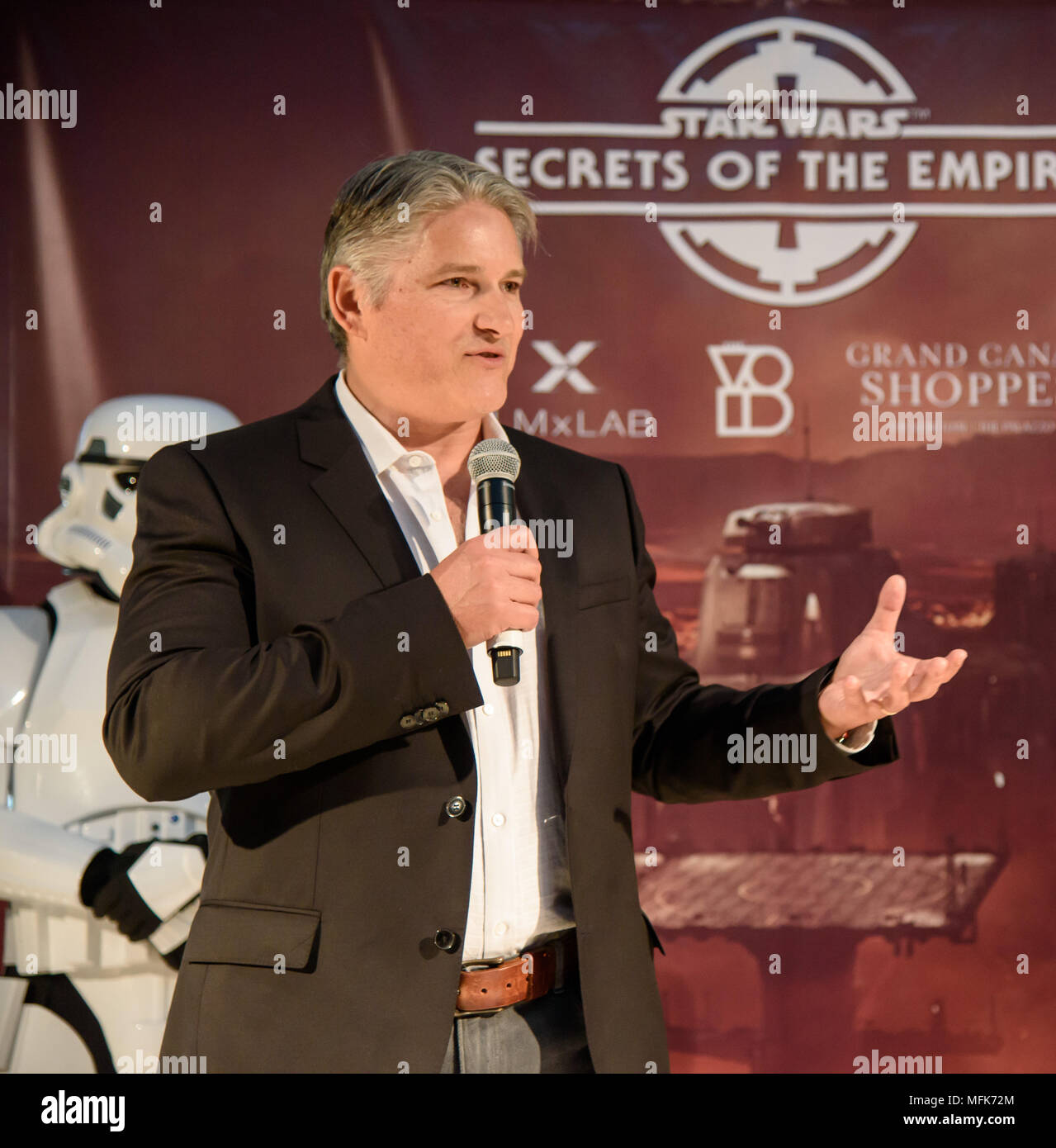 Las Vegas, NV, USA. 24th Apr, 2018. ***HOUSE COVERAGE*** Cliff Plumer (Chief Executive Officer) pictured as The VOID, ILMxLAB and GGP, Inc. celebrates the grand opening of Star Wars : Secrets of the Empire at the Grand Canal Shoppes in The Venetian and The Palazzo Las Vegas in Las vegas, NV on April 24, 2018. Credit: Gdp Photos/Media Punch/Alamy Live News Stock Photo