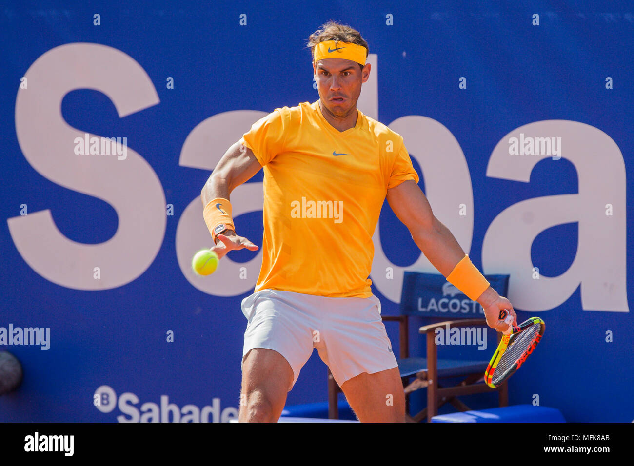 Rafa Nadal during the match against Guillermo Garcia-Lopez at the Barcelona Open Banc Sabadell 2018, on 26th April 2018 in Barcelona, Spain. (Mikel TriguerosUrbanandsportCordonPress) Stock Photo