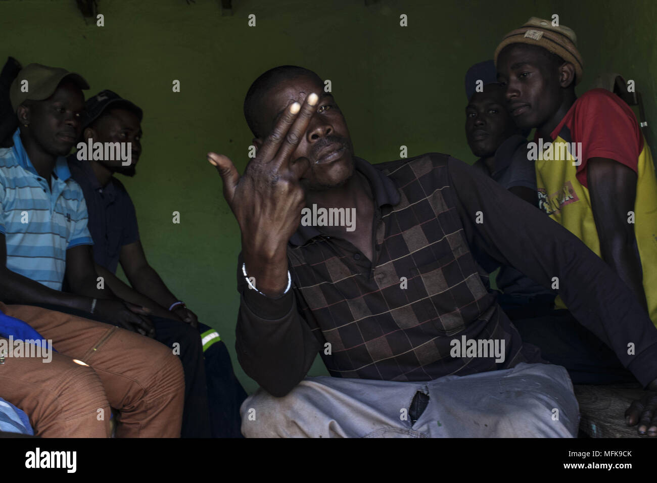 December 8, 2017 - Matatiele, Eastern Cape, South Africa - Bulelani, 29, ex convict at an initiation ceremony and a proud member of the 28 gang. (Credit Image: © Stefan Kleinowitz via ZUMA Wire) Stock Photo