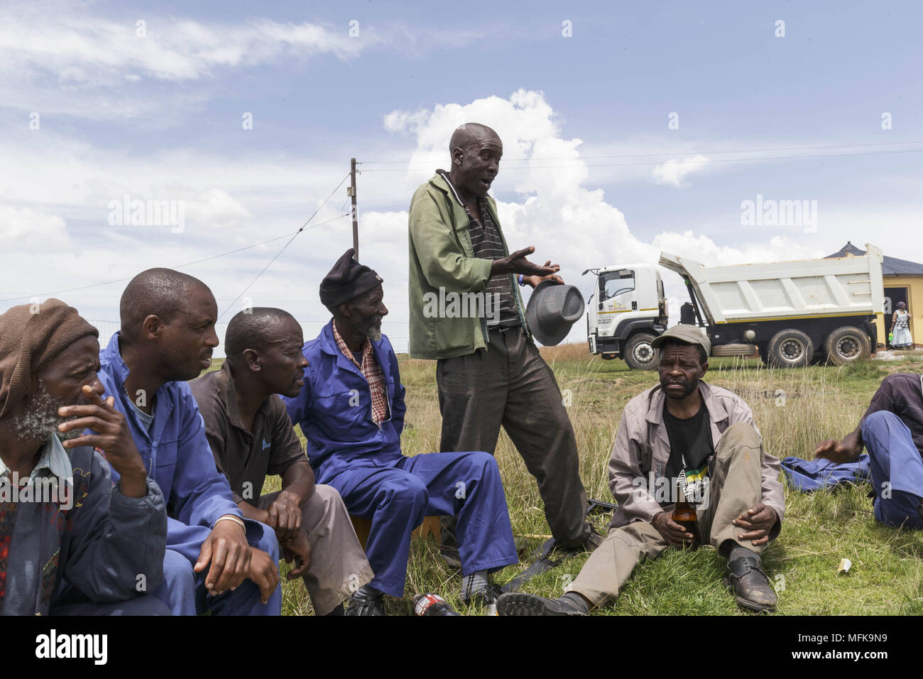 December 2, 2017 - Matatiele, Eastern Cape, South Africa - Xhosa men sit together and drink traditional home made beer. (Credit Image: © Stefan Kleinowitz via ZUMA Wire) Stock Photo