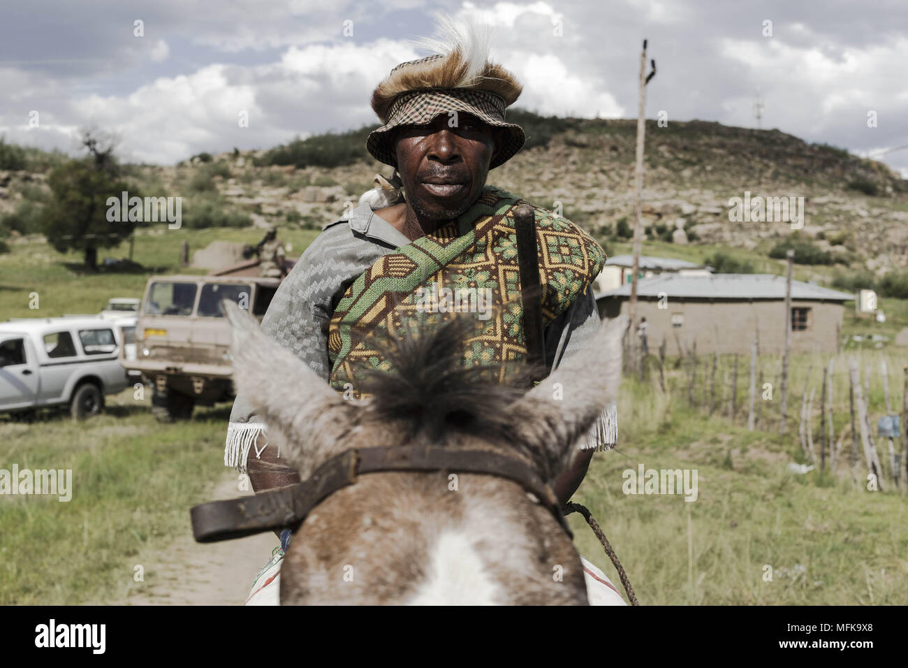 Matatiele, Eastern Cape, South Africa. 5th Jan, 2018. A Xhosa man sits on his horse. Credit: Stefan Kleinowitz/ZUMA Wire/Alamy Live News Stock Photo