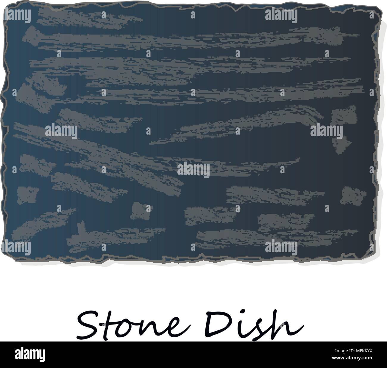 Dark Grey Black Slate Board for Dishes on White Background isolated