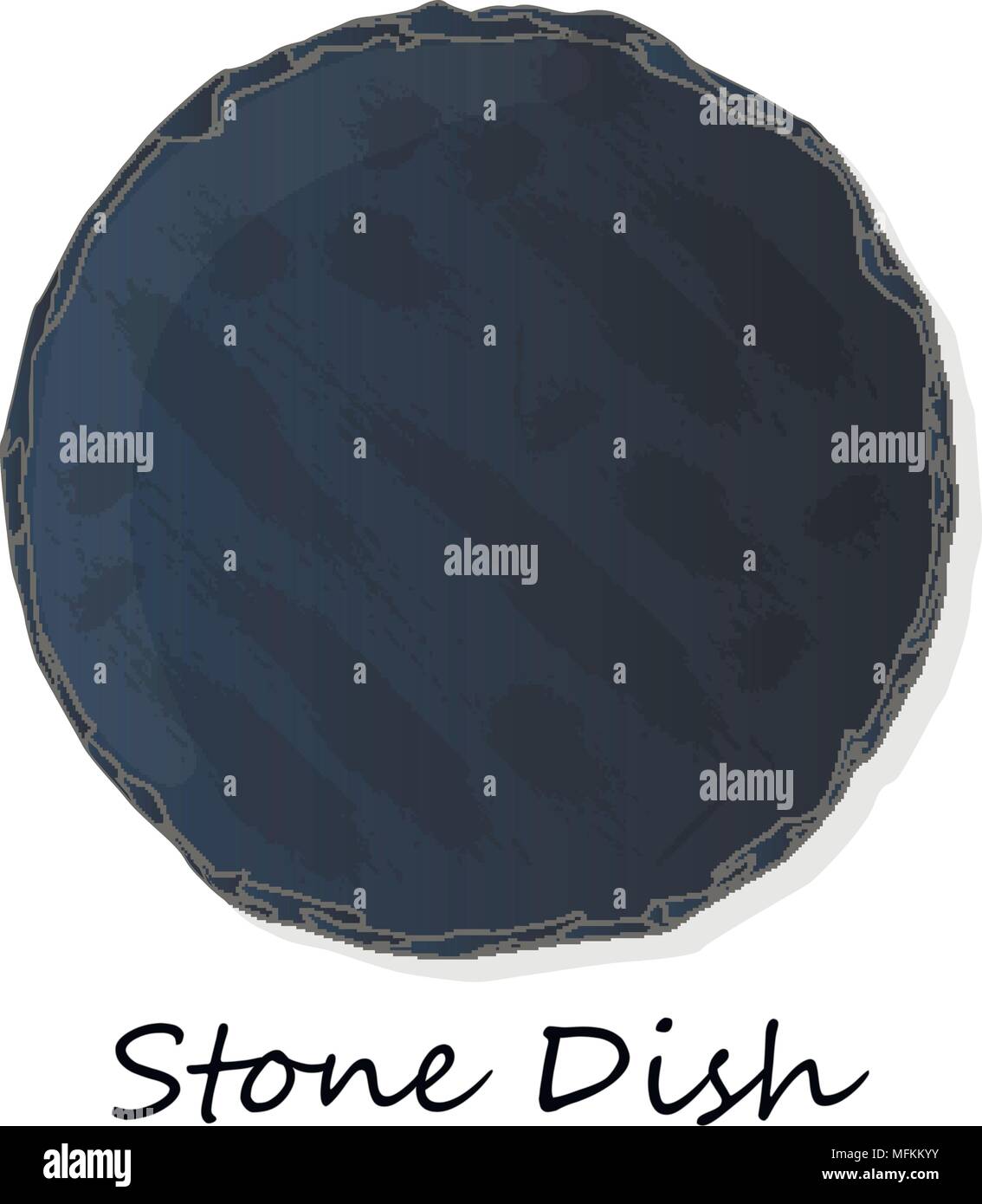 Dark Grey Black Slate Board for Dishes on White Background isolated