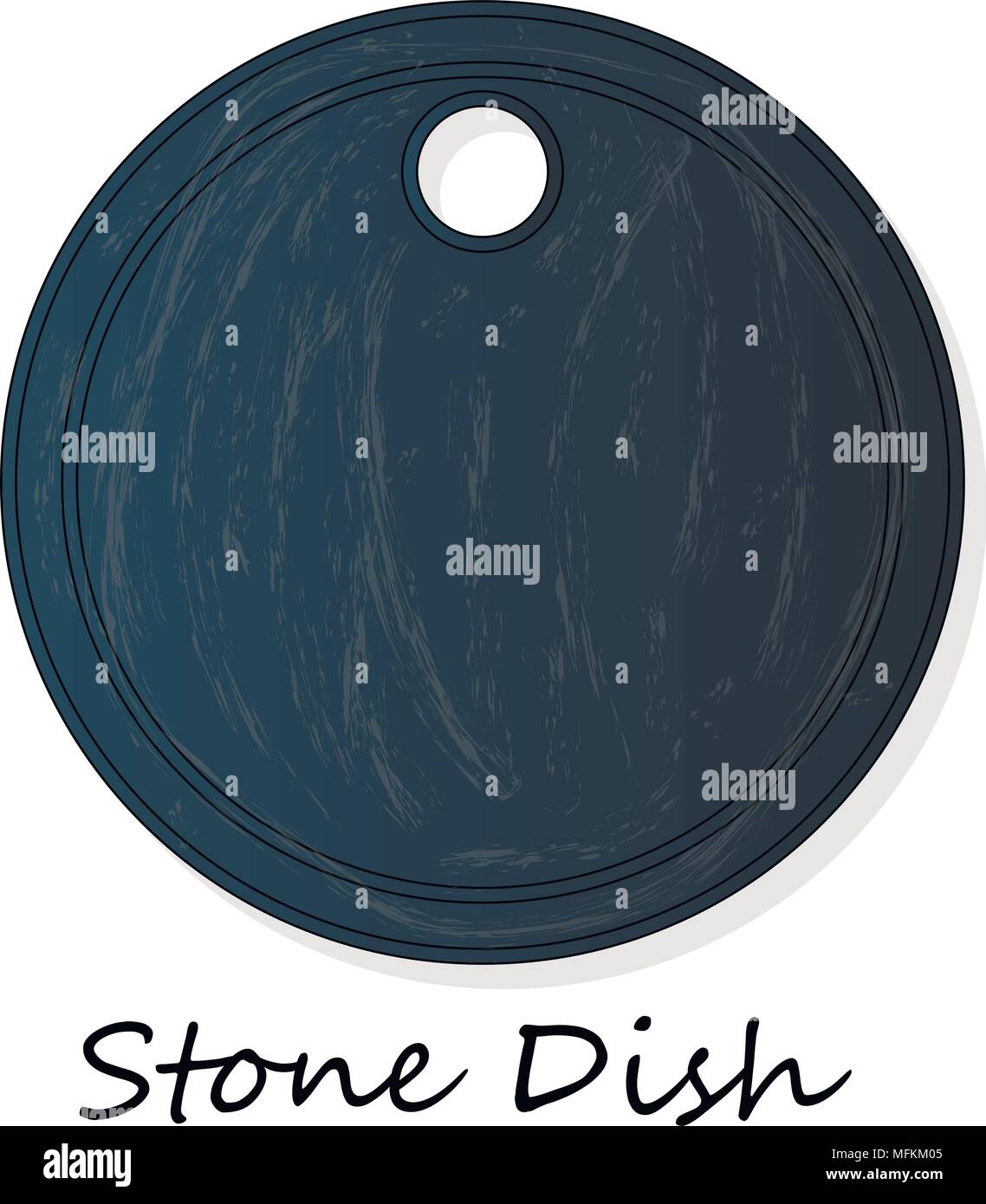 Dark Grey Black Slate Board for Dishes on White Background isolated