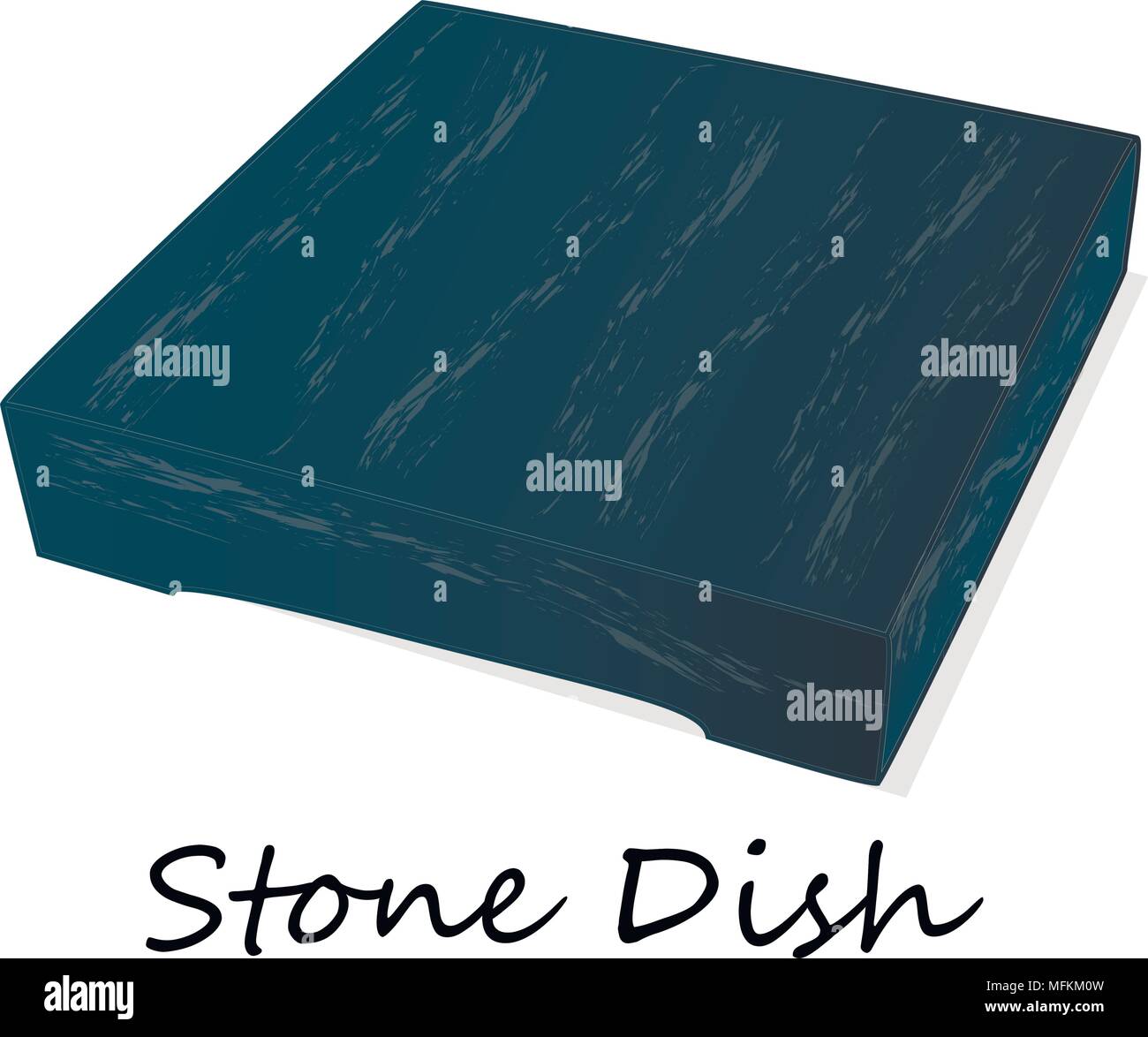 Dark Grey Black Slate Board for Dishes on White Background isolated