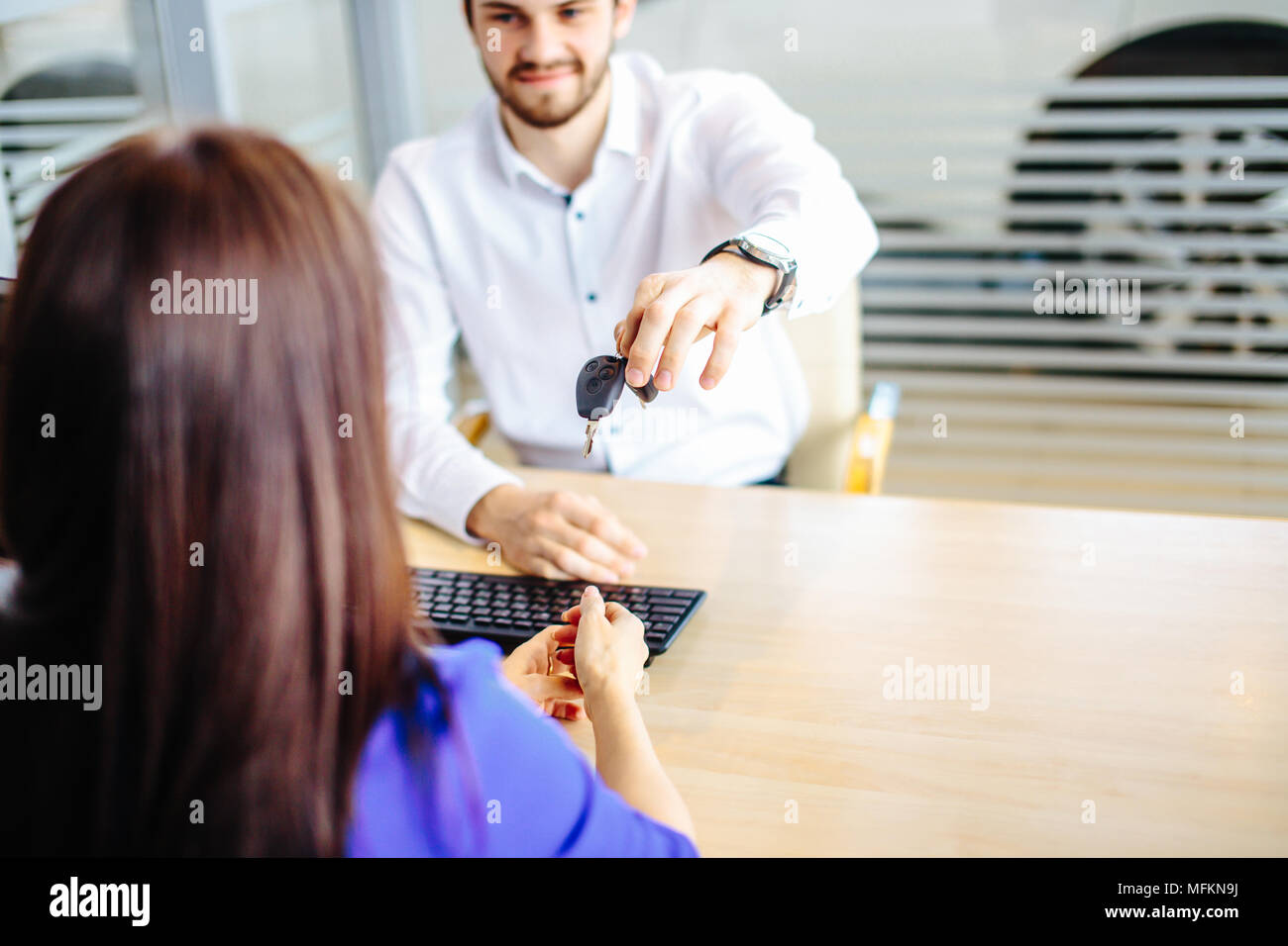 Here is your key , the moment of handing car key to a new owner Stock ...