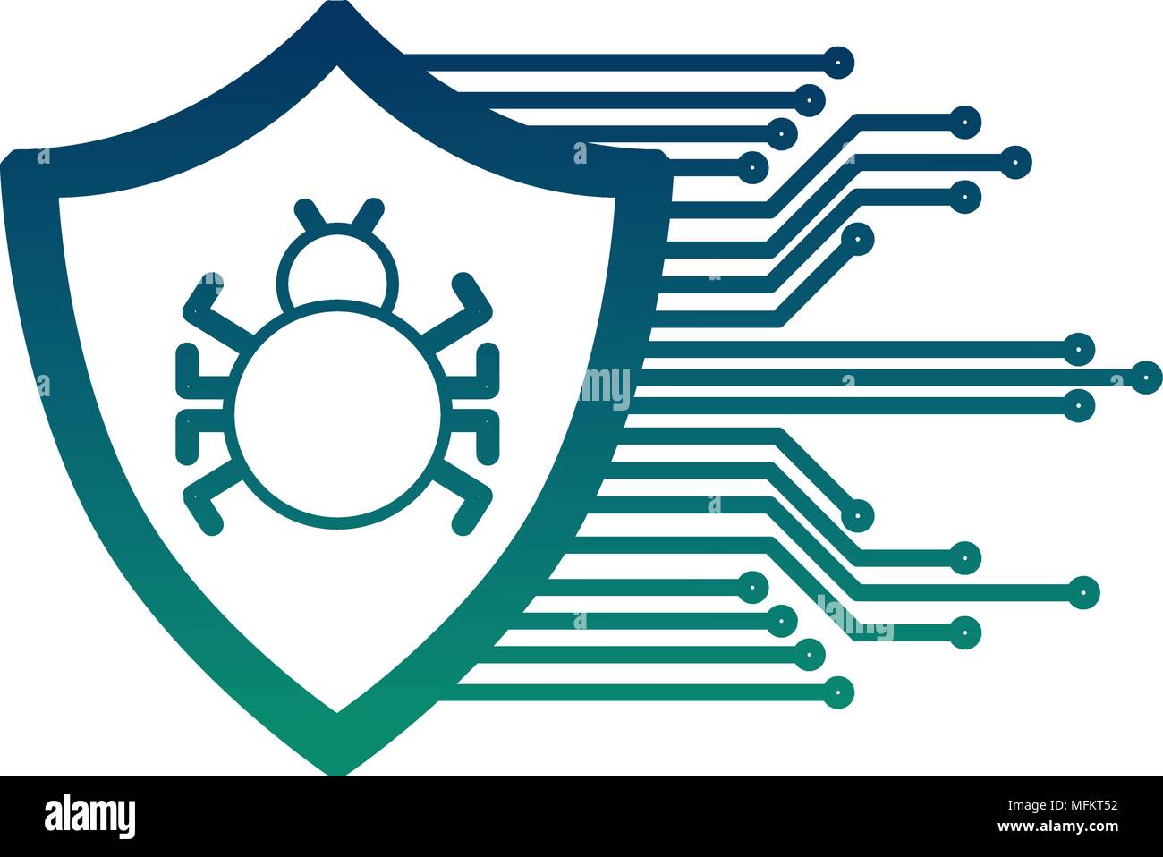 cyber security shield protection bug virus attack Stock Vector Image ...