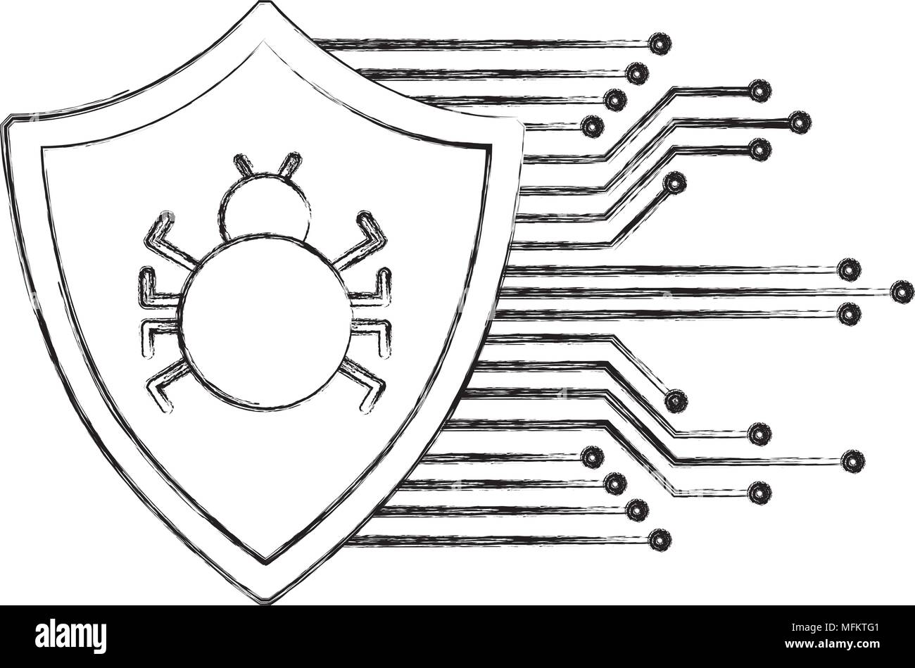 cyber security shield protection bug virus attack Stock Vector Image ...