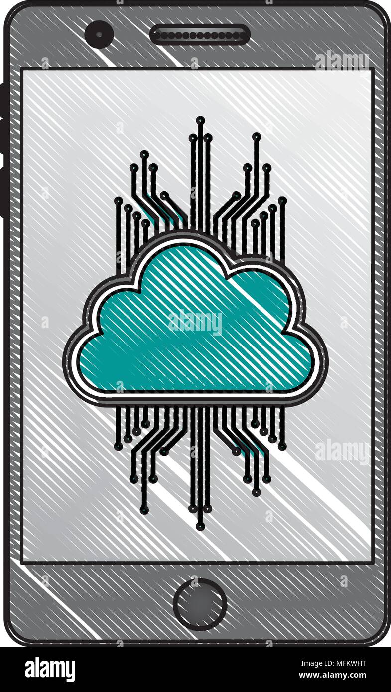 smartphone cloud computing storage data circuit Stock Vector
