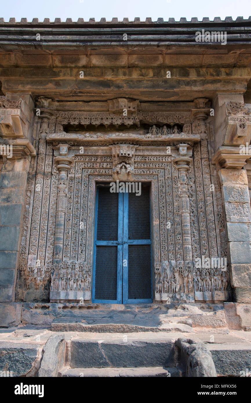 Kashivishvanatha Temple, Lakundi, Karnataka State, India. Inscriptions and motifs Stock Photo