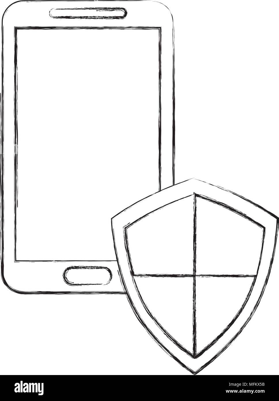 smartphone with shield protection data cyber security Stock Vector ...