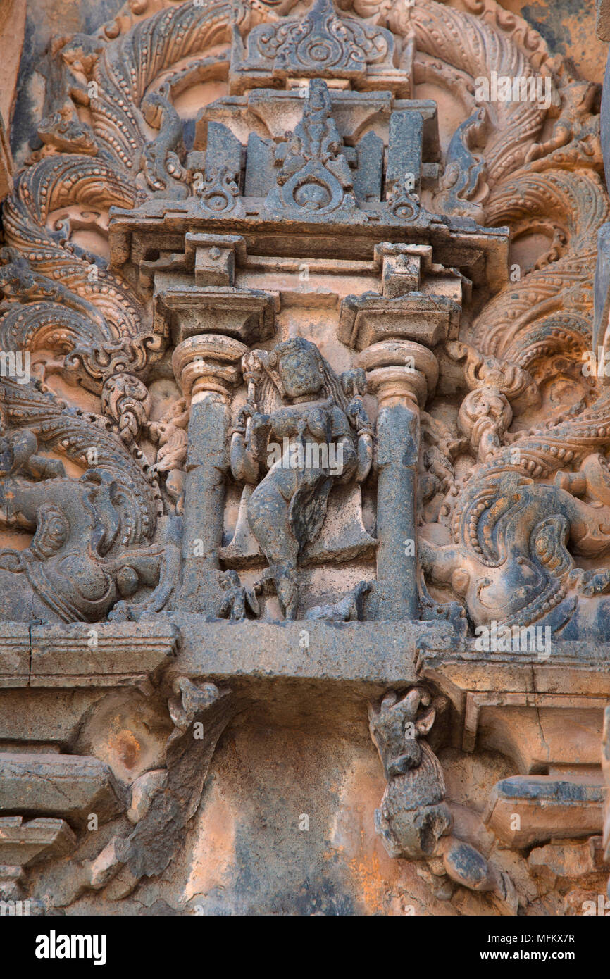 Kashivishvanatha Temple, Lakundi, Karnataka State, India. Inscriptions and motifs Stock Photo