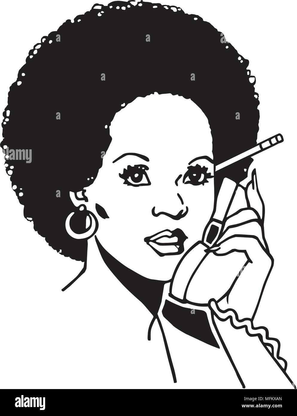 Lady On The Phone 2 - Retro Clipart Illustration Stock Vector