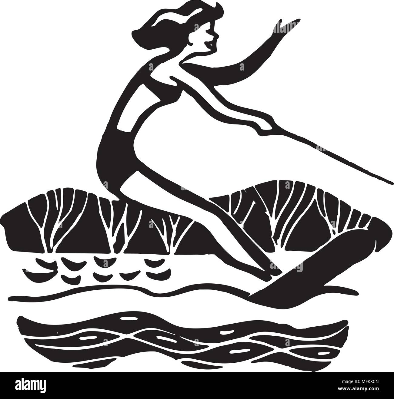 Lady Water Skiing Stock Vector
