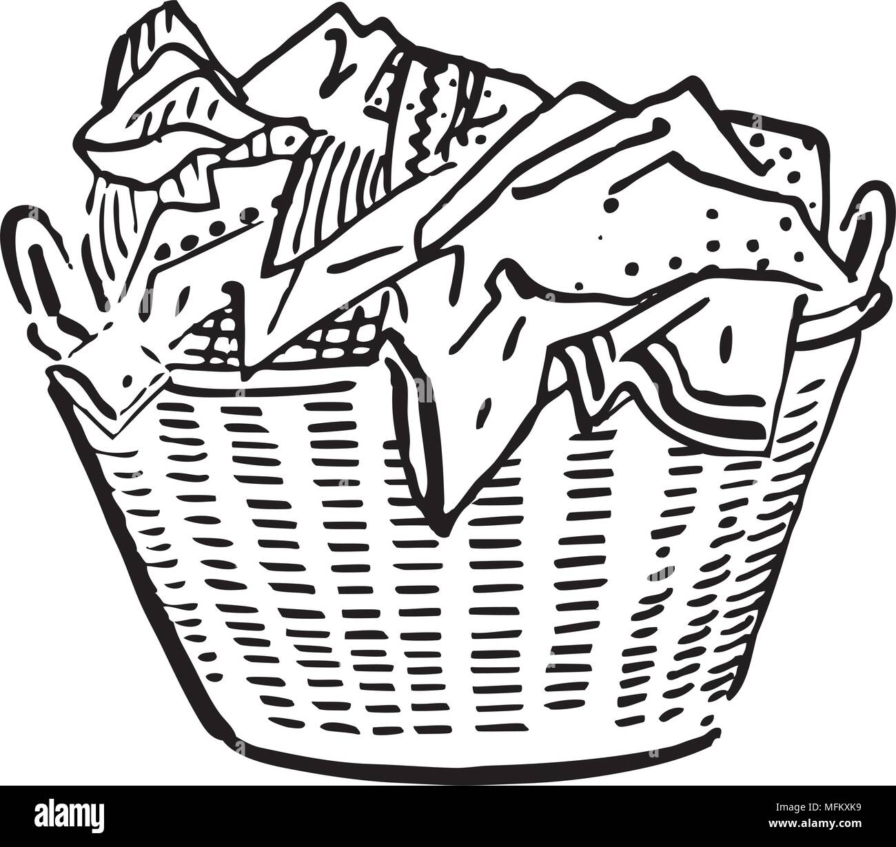 Laundry Basket - Retro Clipart Illustration Stock Vector Image & Art - Alamy